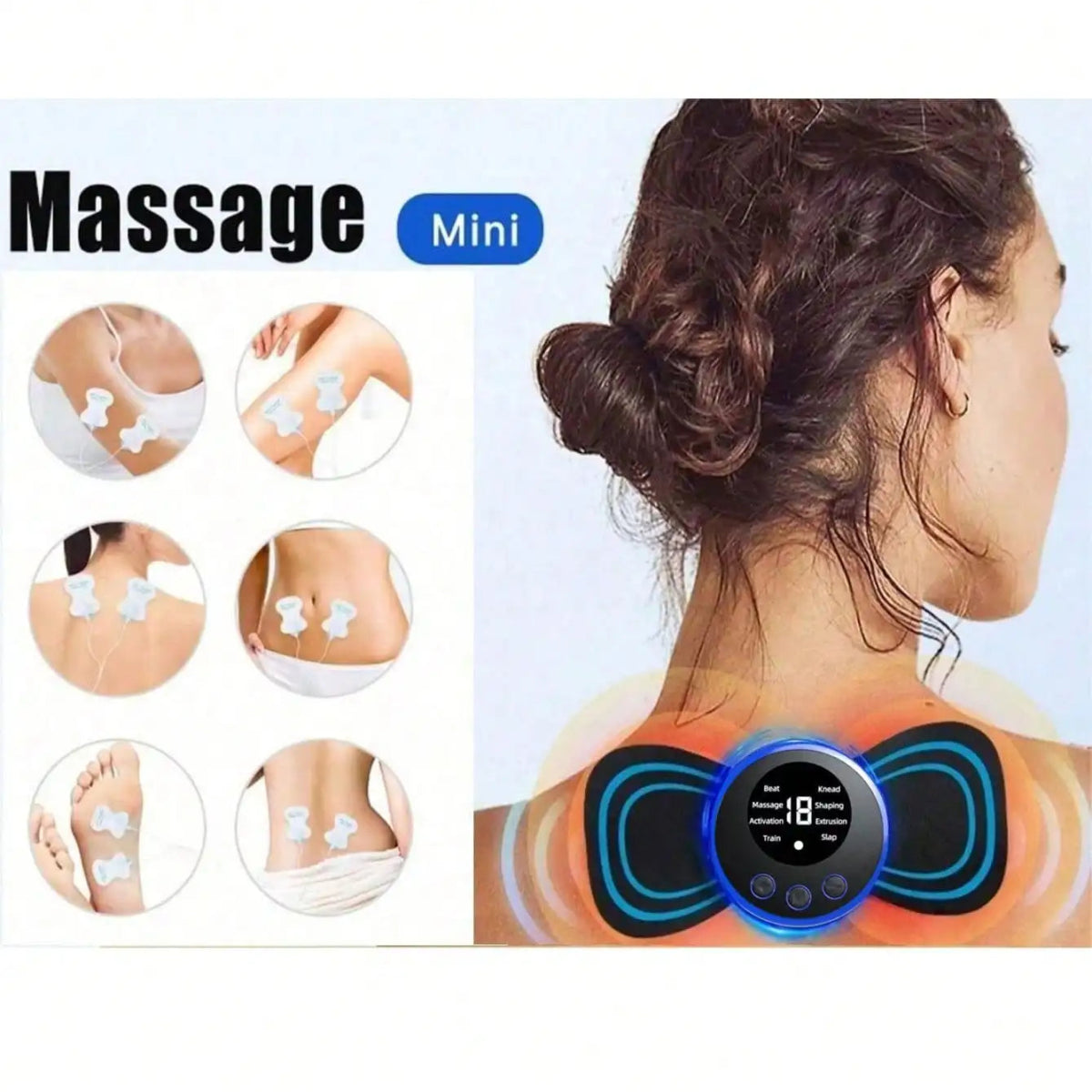 Cat Shop Boys - Neck Massager LCD Display EMS Electric Cervical Massage Patch Low - Frequency Pulse Muscle Stimulation Pad For Relaxation