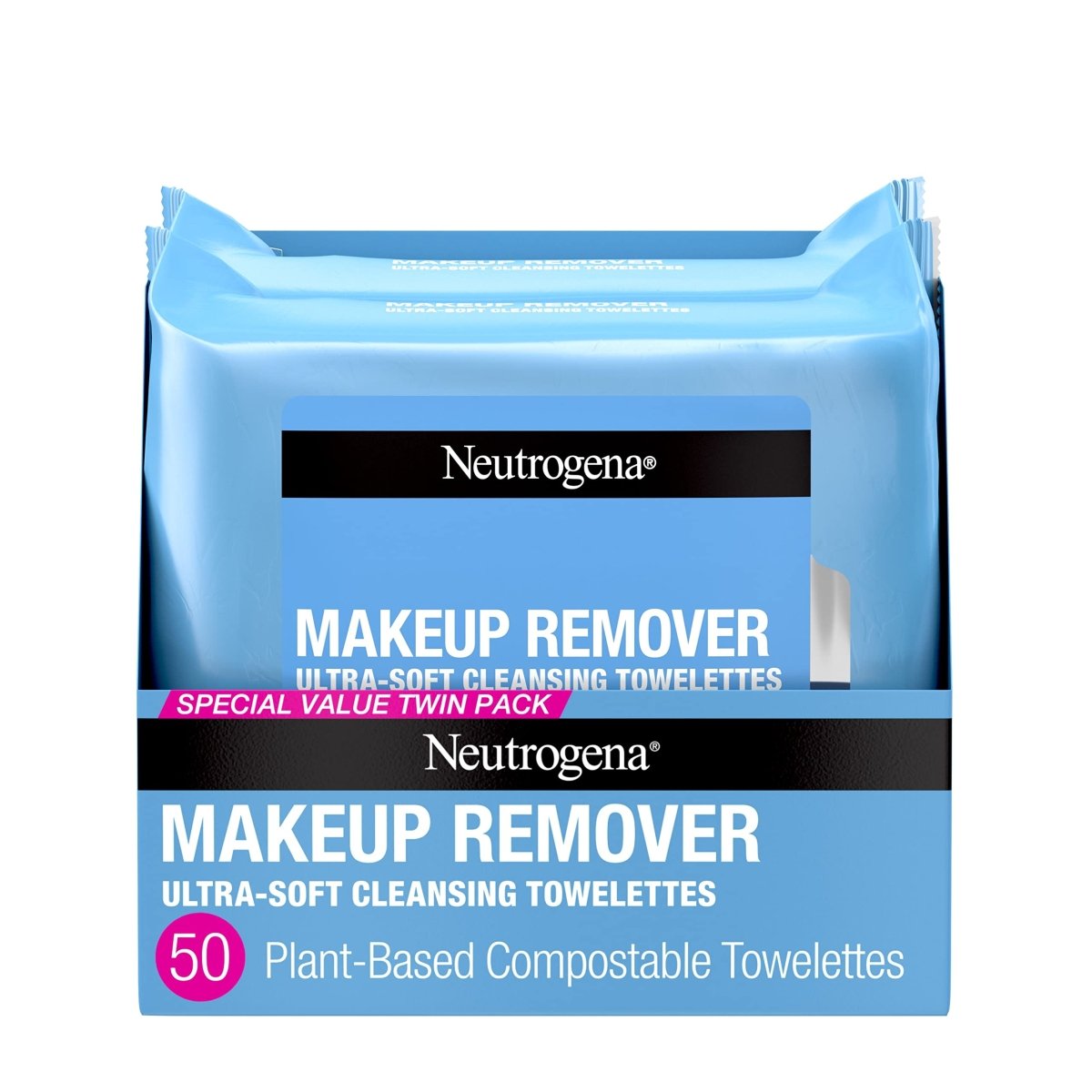 Cat Shop Boys - Neutrogena Makeup Remover Wipes, Ultra - Soft Cleansing Facial Towelettes for Waterproof Makeup, Alcohol - Free, Plant - Based, 50 Count (2 Packs of 25)