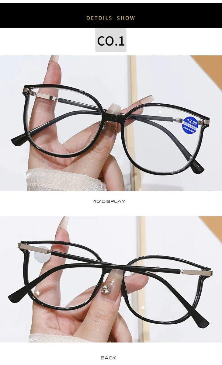 Cat Shop Boys - New Fashionable Reading Glasses Anti Blue Light Presbyopia Glasses Men Women Large Frame Presbyopia Glasses Casual Eyeglasses