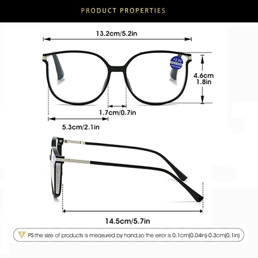 Cat Shop Boys - New Fashionable Reading Glasses Anti Blue Light Presbyopia Glasses Men Women Large Frame Presbyopia Glasses Casual Eyeglasses