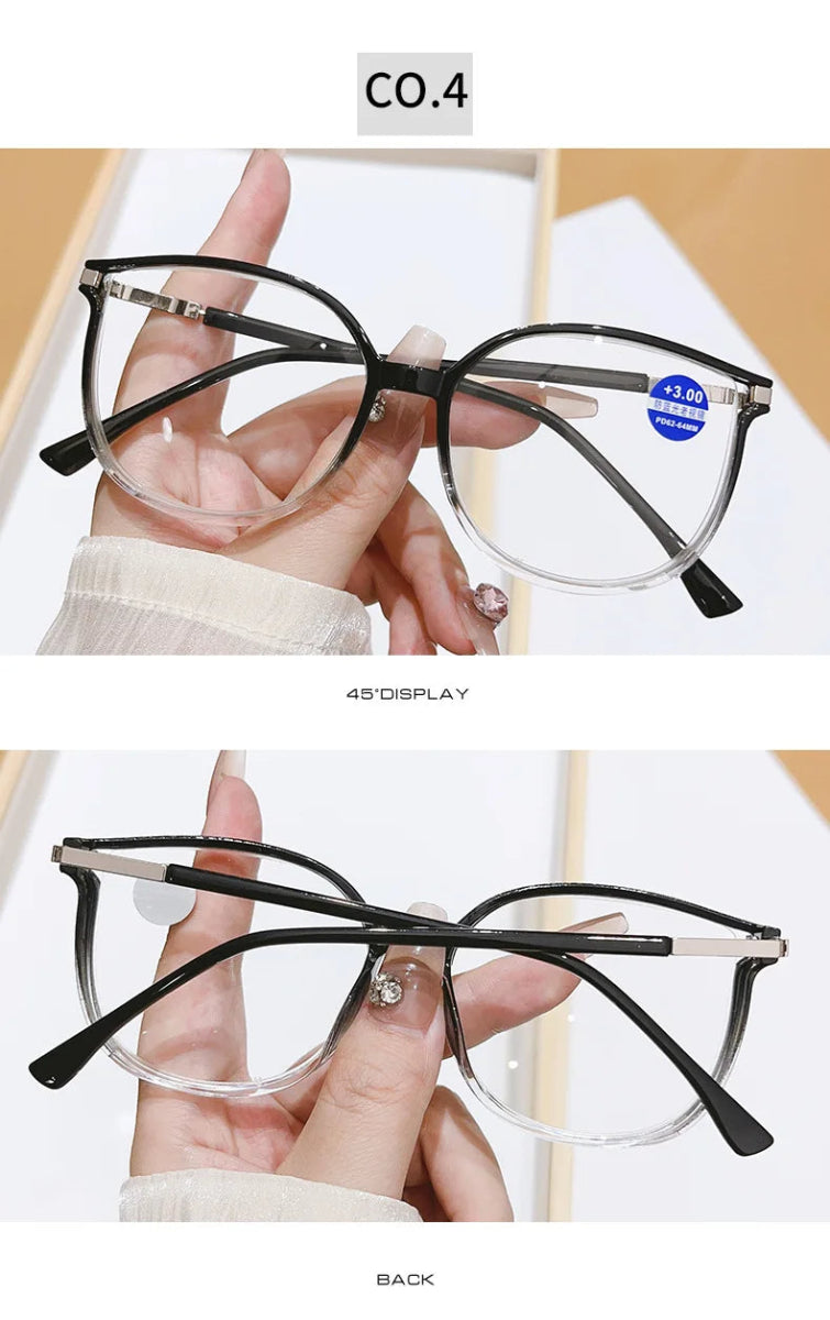 Cat Shop Boys - New Fashionable Reading Glasses Anti Blue Light Presbyopia Glasses Men Women Large Frame Presbyopia Glasses Casual Eyeglasses