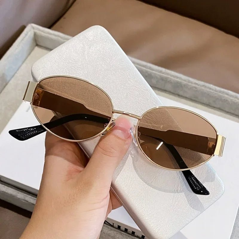 Cat Shop Boys - New Oval Frame Sun Protection Sunglasses Retro Travel Wear Simple UV Resistant Glasses Small Frame Eyeglasses