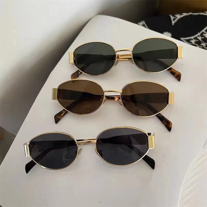 Cat Shop Boys - New Oval Frame Sun Protection Sunglasses Retro Travel Wear Simple UV Resistant Glasses Small Frame Eyeglasses