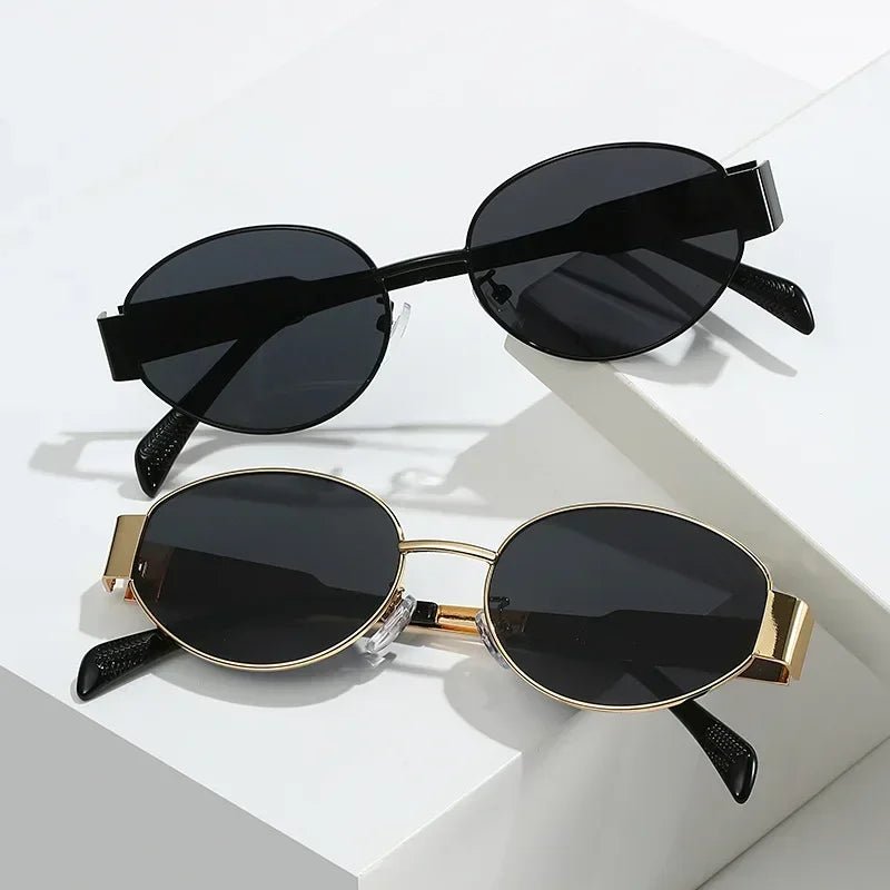 Cat Shop Boys - New Oval Frame Sun Protection Sunglasses Retro Travel Wear Simple UV Resistant Glasses Small Frame Eyeglasses