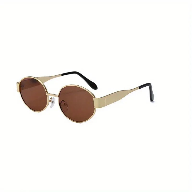 Cat Shop Boys - New Oval Sunglasses for Women Men Trendy Metal Frame Sun Glasses Classic Shades UV400