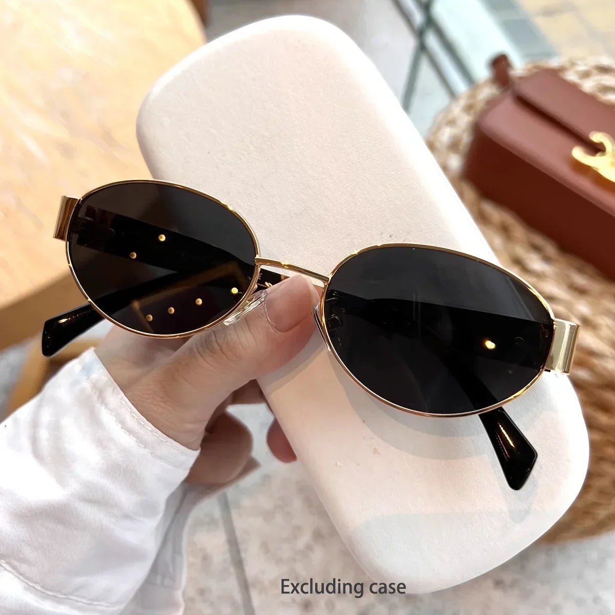 Cat Shop Boys - New Oval Sunglasses for Women Men Trendy Metal Frame Sun Glasses Classic Shades UV400