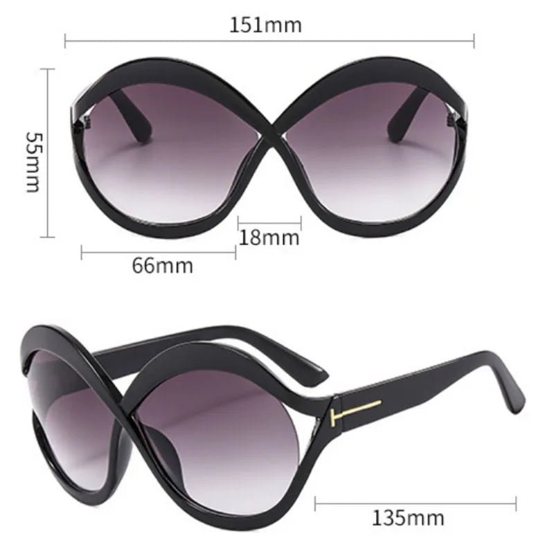 Cat Shop Boys - New Oversized Circular Frame Sunglasses Women Brand Designer Fashion Sun Glasses Lady Outdoor Travel Eyewear UV400 Oculos De Sol