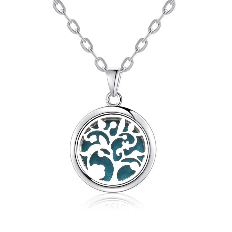 Cat Shop Boys - New Tree Of Life Aromatherapy Necklace Stainless Steel Essential Oil Diffuser Amulet Perfume Locket Pendant Women Jewelry Gift