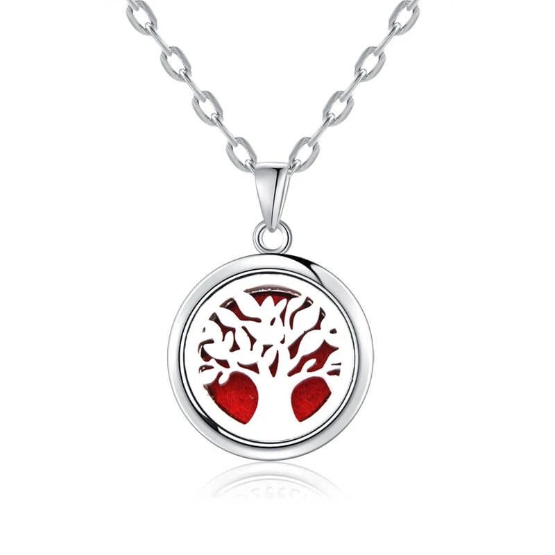 Cat Shop Boys - New Tree Of Life Aromatherapy Necklace Stainless Steel Essential Oil Diffuser Amulet Perfume Locket Pendant Women Jewelry Gift