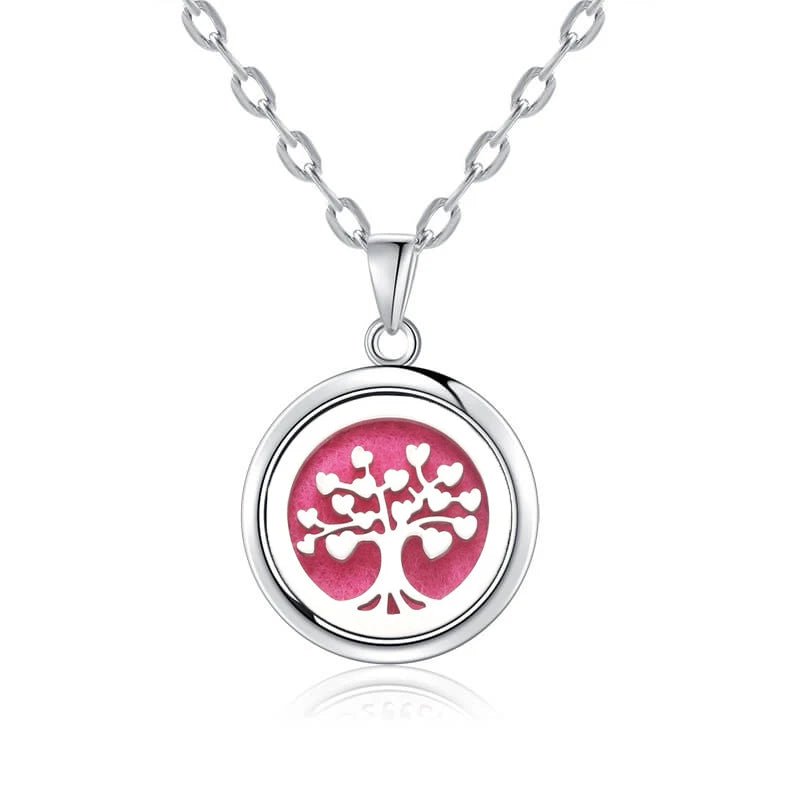 Cat Shop Boys - New Tree Of Life Aromatherapy Necklace Stainless Steel Essential Oil Diffuser Amulet Perfume Locket Pendant Women Jewelry Gift