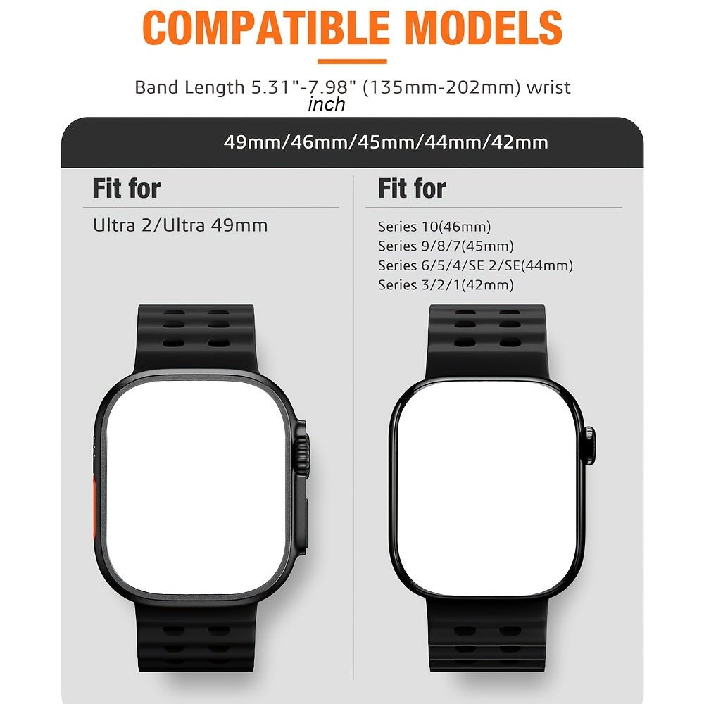 Cat Shop Boys - Ocean Silicone Sport Band - for Apple Watch Ultra 2/Ultra Bands 49mm 45mm 46mm 44mm 42mm for Men Women, Breathable Soft Waterproof Strap for iWatch Ultra 2 for iWatch Ultra Series 10 46mm SE/9/8/7/6/5