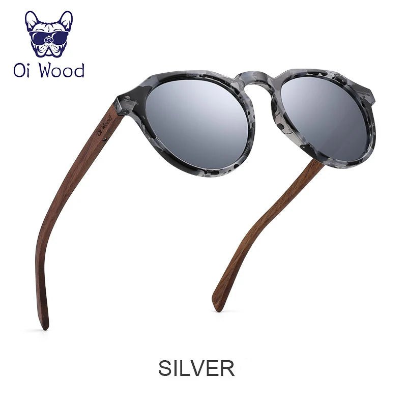 Cat Shop Boys - Oi Wood Sunglasses Women Men's Sun Glasses Walnut Wood Round Eyeglasses Red LensTortoise Shell Frames