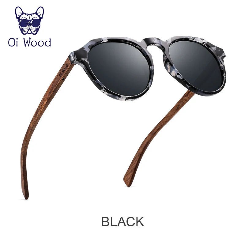 Cat Shop Boys - Oi Wood Sunglasses Women Men's Sun Glasses Walnut Wood Round Eyeglasses Red LensTortoise Shell Frames