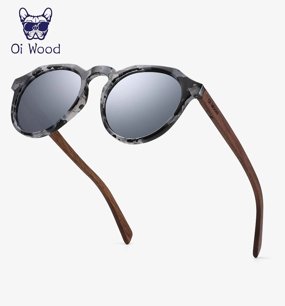 Cat Shop Boys - Oi Wood Sunglasses Women Men's Sun Glasses Walnut Wood Round Eyeglasses Red LensTortoise Shell Frames