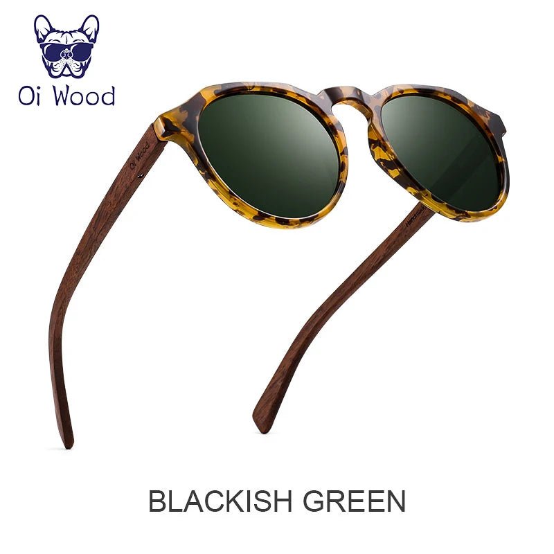 Cat Shop Boys - Oi Wood Sunglasses Women Men's Sun Glasses Walnut Wood Round Eyeglasses Red LensTortoise Shell Frames