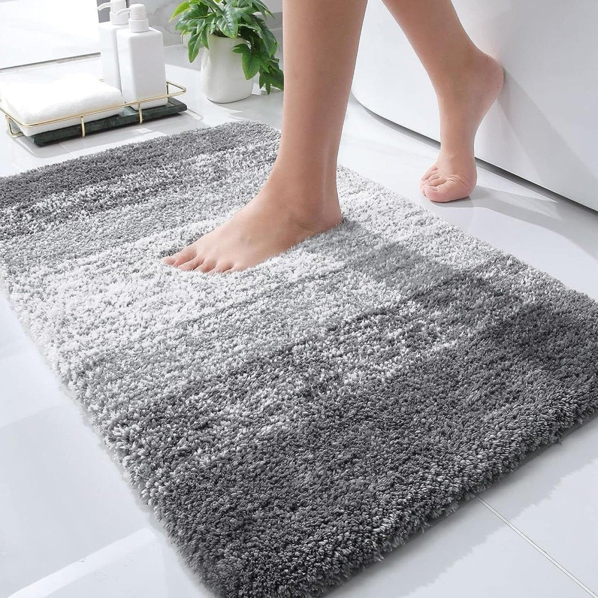 Cat Shop Boys - OLANLY Bathroom Rugs Mat 30x20, Extra Soft and Absorbent Microfiber Bath Rugs, Non - Slip Plush Shaggy Bath Carpet, Machine Wash Dry, Bath Mat for Bathroom Floor, Tub and Shower, Grey