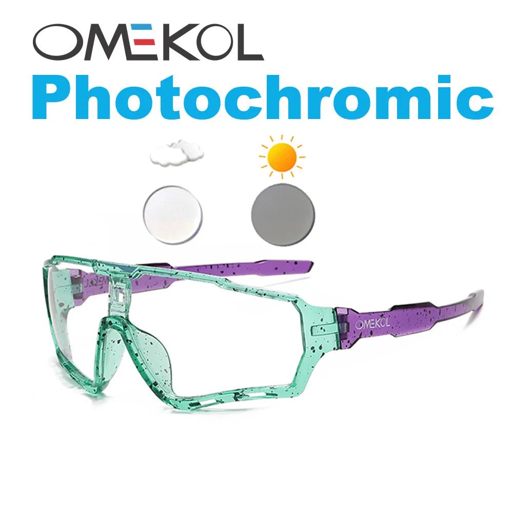 Cat Shop Boys - OMEKOL Brand New Photochromic Sport Cycling Glasses Men Women Outdoor Sun Glasses Bike Bicycle Eyewear MTB Baseball Sunglasses