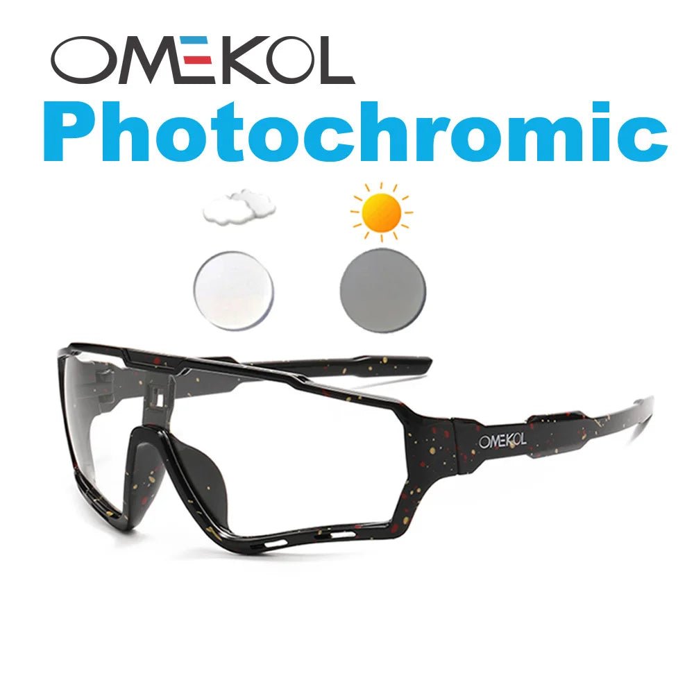 Cat Shop Boys - OMEKOL Brand New Photochromic Sport Cycling Glasses Men Women Outdoor Sun Glasses Bike Bicycle Eyewear MTB Baseball Sunglasses