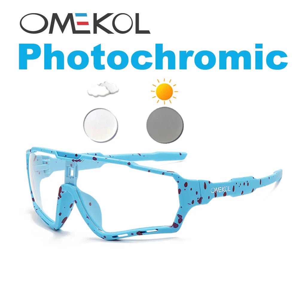 Cat Shop Boys - OMEKOL Brand New Photochromic Sport Cycling Glasses Men Women Outdoor Sun Glasses Bike Bicycle Eyewear MTB Baseball Sunglasses