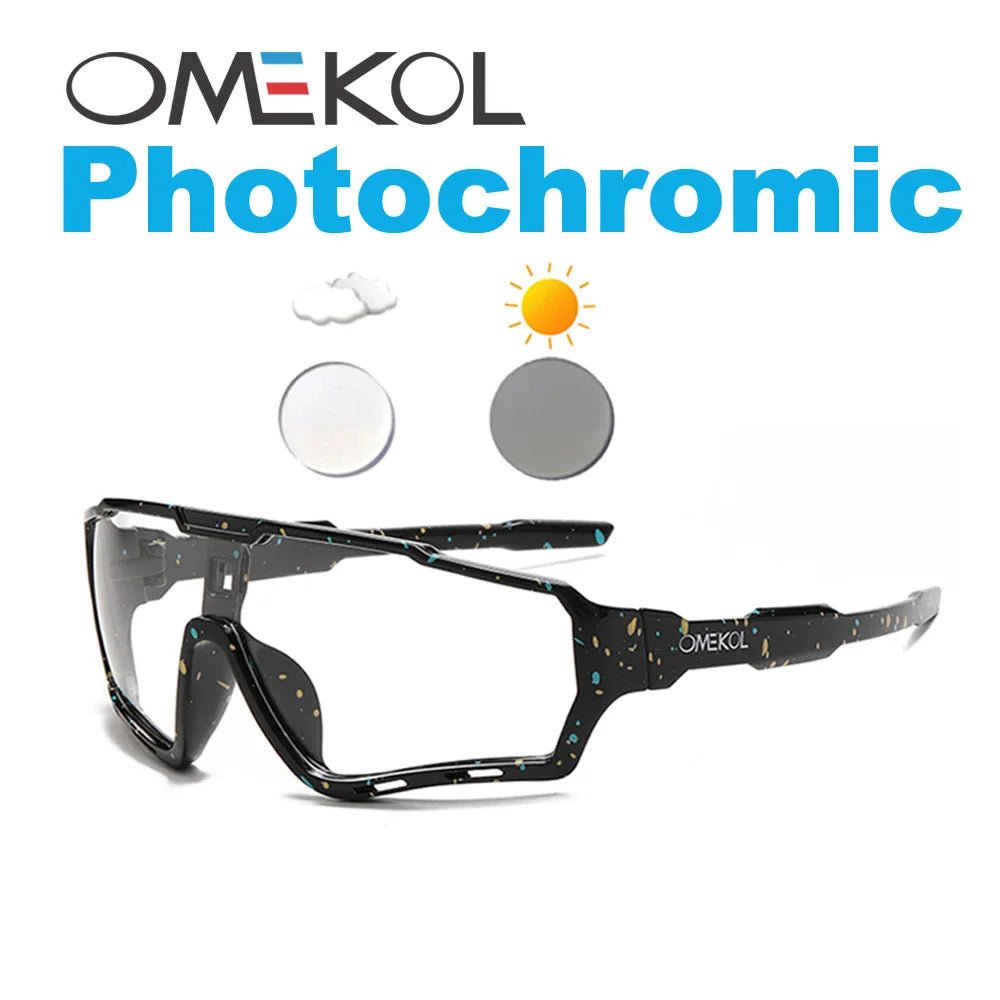 Cat Shop Boys - OMEKOL Brand New Photochromic Sport Cycling Glasses Men Women Outdoor Sun Glasses Bike Bicycle Eyewear MTB Baseball Sunglasses