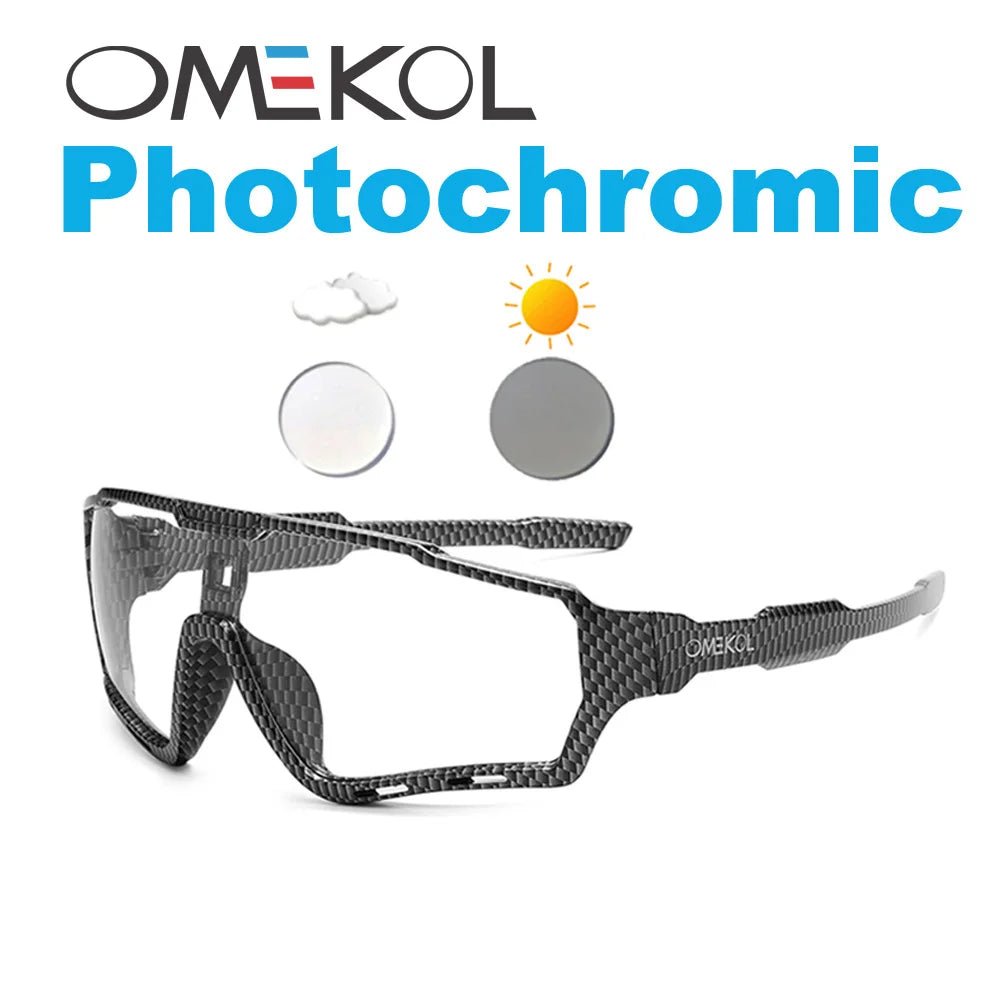 Cat Shop Boys - OMEKOL Brand New Photochromic Sport Cycling Glasses Men Women Outdoor Sun Glasses Bike Bicycle Eyewear MTB Baseball Sunglasses