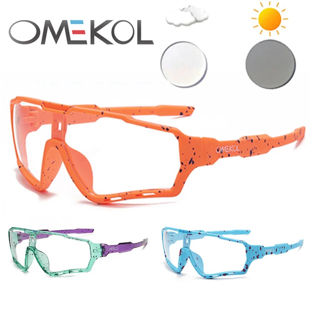 Cat Shop Boys - OMEKOL Brand New Photochromic Sport Cycling Glasses Men Women Outdoor Sun Glasses Bike Bicycle Eyewear MTB Baseball Sunglasses