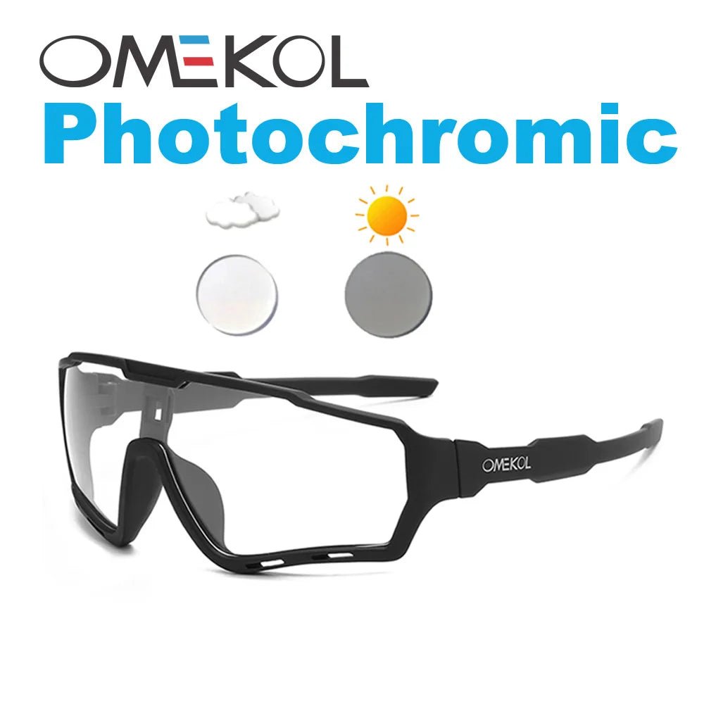 Cat Shop Boys - OMEKOL Brand New Photochromic Sport Cycling Glasses Men Women Outdoor Sun Glasses Bike Bicycle Eyewear MTB Baseball Sunglasses