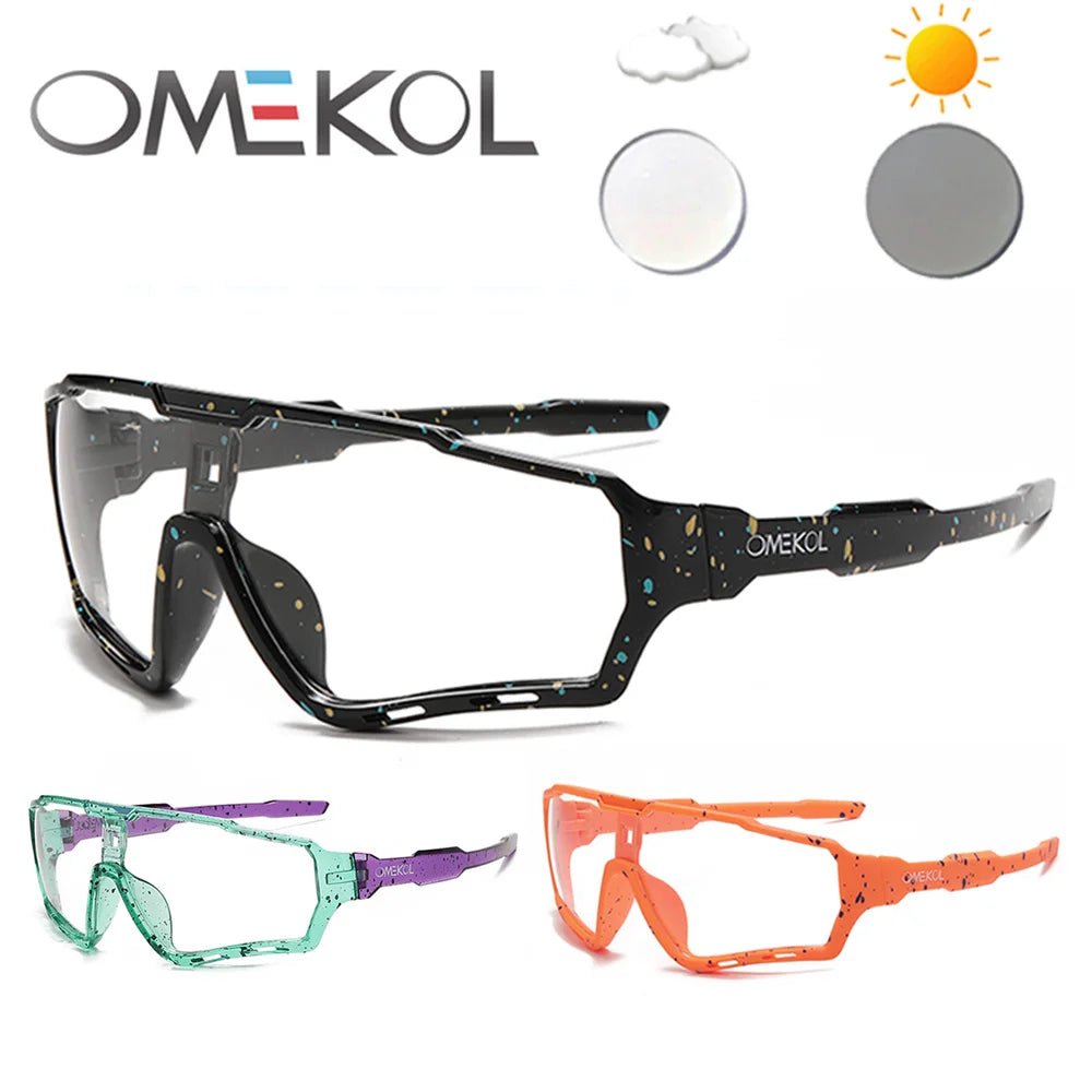 Cat Shop Boys - OMEKOL Brand New Photochromic Sport Cycling Glasses Men Women Outdoor Sun Glasses Bike Bicycle Eyewear MTB Baseball Sunglasses