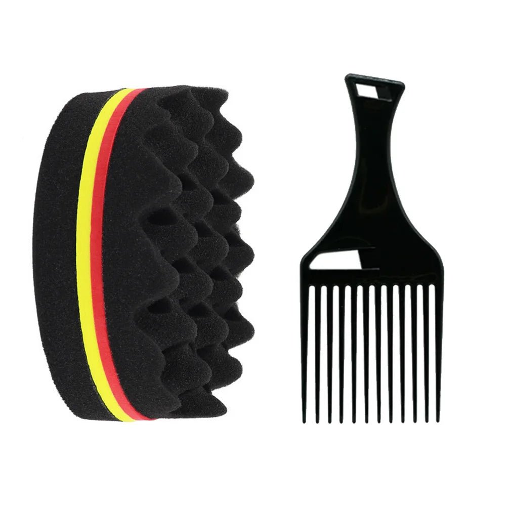 Cat Shop Boys - Oval Double Sides Magic Twist Hair Brush Sponge Brush Big Holes Barber Sponge Brush Twist Hair Afro Curl As Hair Care Tools