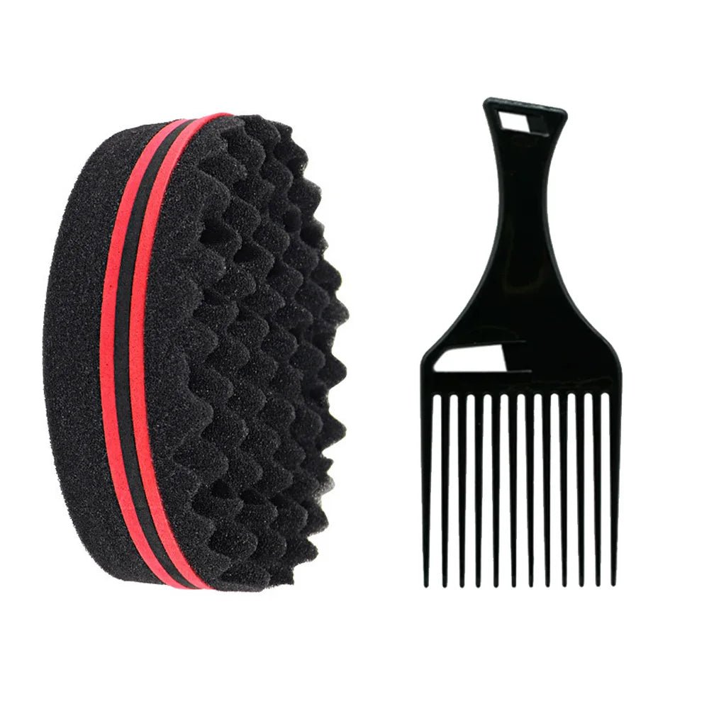 Cat Shop Boys - Oval Double Sides Magic Twist Hair Brush Sponge Brush Big Holes Barber Sponge Brush Twist Hair Afro Curl As Hair Care Tools