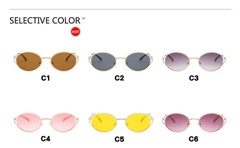 Cat Shop Boys - Oval Hollow Sunglasses 2024 New European and American Fashion Spicy Girl Retro Sunglasses Concave Shape