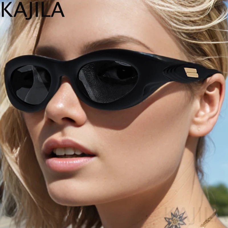 Cat Shop Boys - Oval Steampunk Sports Sunglasses Women 2025 Luxury Brand Designer Y2K Punk Sun Glasses For Ladies Retro 2000's Eyewear Shades 