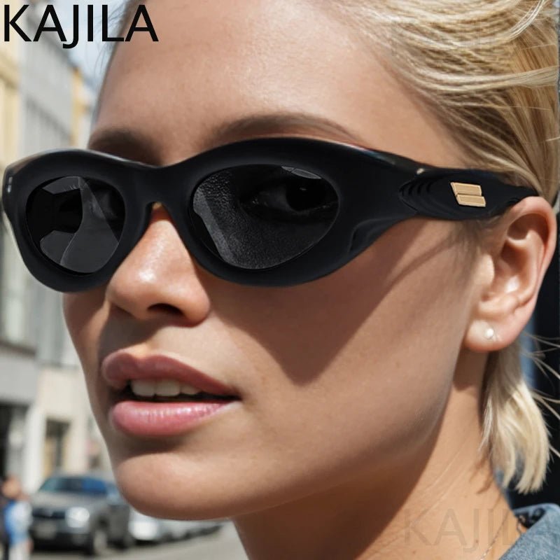 Cat Shop Boys - Oval Steampunk Sports Sunglasses Women 2025 Luxury Brand Designer Y2K Punk Sun Glasses For Ladies Retro 2000's Eyewear Shades 