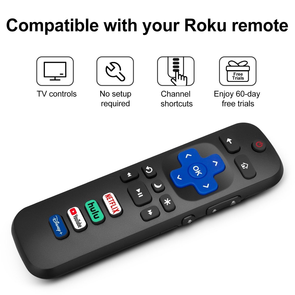 Cat Shop Boys - (Pack of 2) Replacement - Remote - Control for Roku - TV,Compatible for TCL Roku/Hisense Roku/Onn Roku/Philips Roku Smart TVs(Not for Stick and Box)