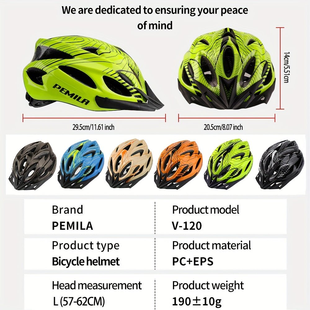 Cat Shop Boys - PEMILA - Adult Mountain Bike Helmet, Adjustable PC Material, 18 Ventilation Holes, Comfort Lining, Lightweight Safety Cap for Cycling, Mountain Bike Accessories