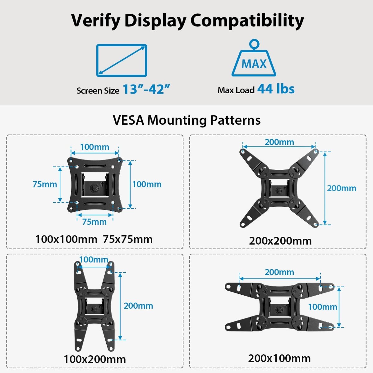 Cat Shop Boys - Pipishell Full Motion TV Monitor Wall Mount Bracket Swivel Tilt Extension Rotation for Echo Show 21/15 and Most 13 - 42 Inch LED LCD Flat Curved Screen TVs & Monitors, Max VESA 200x200mm up to 44lbs