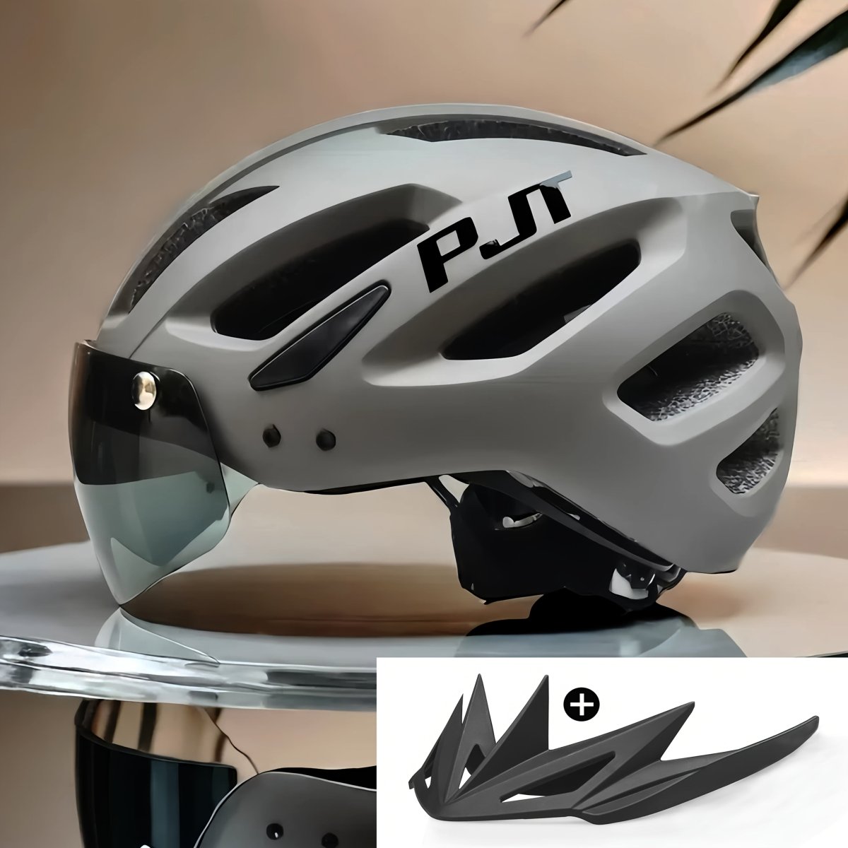 Cat Shop Boys - PJT 3 - in - 1 Lightweight Bicycle Helmet with Detachable Goggles & Sun Visor - Adjustable, Versatile for Road & Mountain Biking, Sleek White Design, PC+EPS Material, Fits 22.44 - 24.02" Head Circumference, Multifunctional, Road Cy