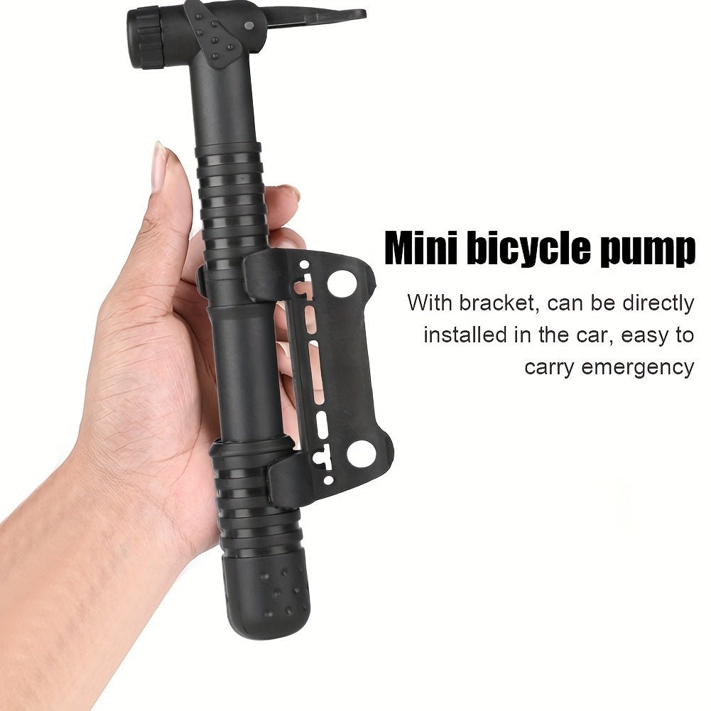 Cat Shop Boys - Portable Mini Bike Pump With Bracket, 120 PSI, Dual Valve Compatible With Presta & Schrader, Lightweight, Easy To Install, Bicycle Hand Pump For Road & Mountain Bikes