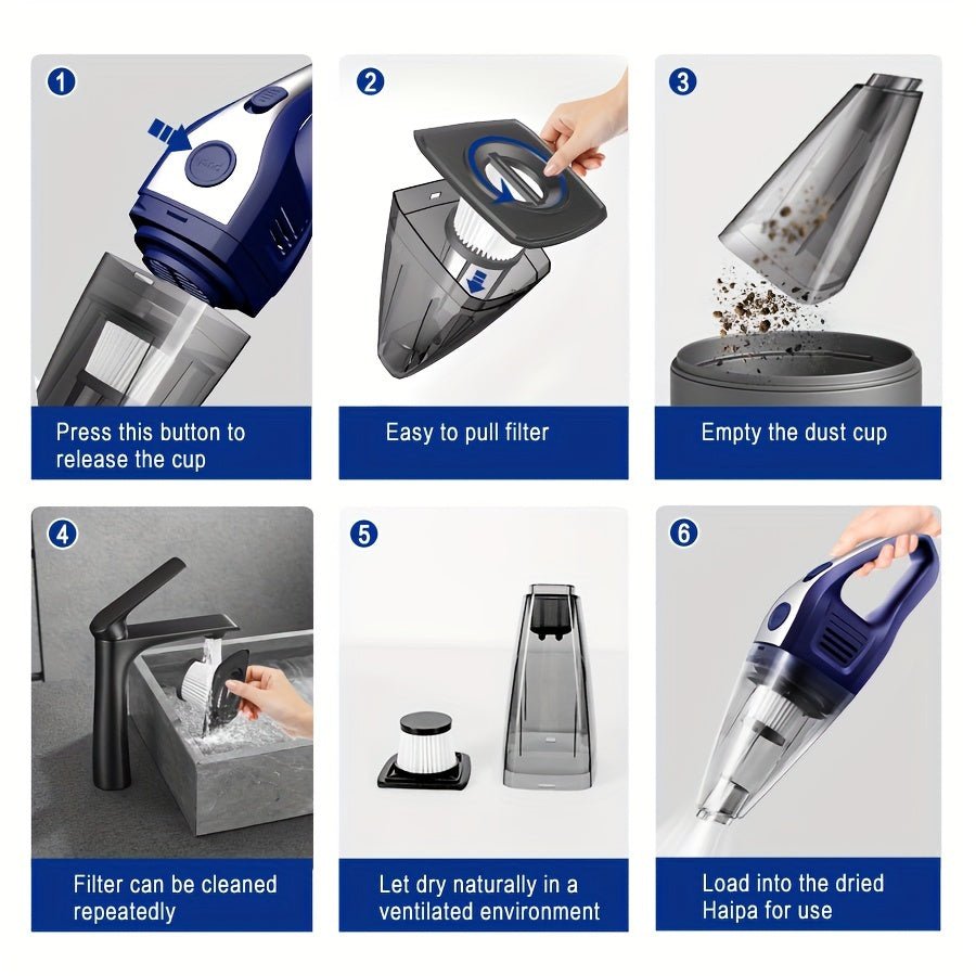 Cat Shop Boys - Portable Vacuum Cleaner Wireless Handheld Vacuum Cleaner for The Family Car, Powerful Suction USB Charging Mini Cleaning Vacuum Cleaner, Has a Variety of Accessories, Suitable for The Car, Home, Office And Other Slit Tools