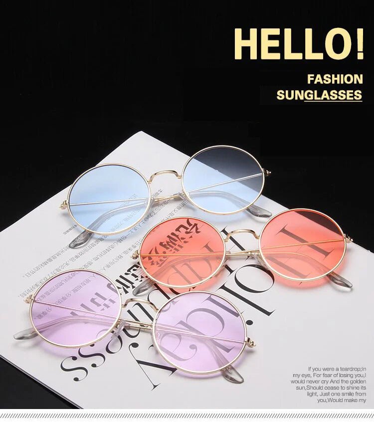 Cat Shop Boys - Purple Classic Round Sunglasses Woman Circle Oval Design Ladies Sunglasses Fashion Brand Alloy Ocean Mirror Oculos De Sol