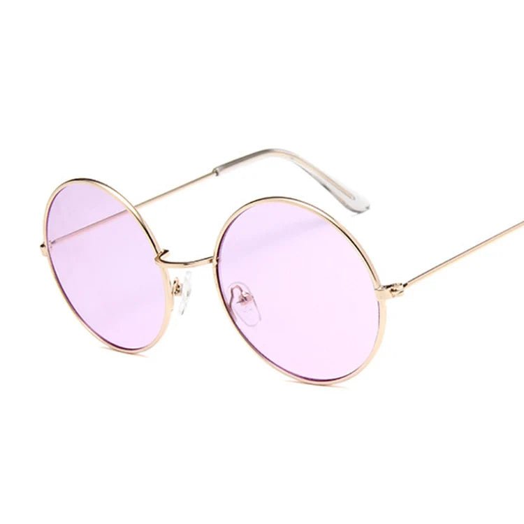 Cat Shop Boys - Purple Classic Round Sunglasses Woman Circle Oval Design Ladies Sunglasses Fashion Brand Alloy Ocean Mirror Oculos De Sol