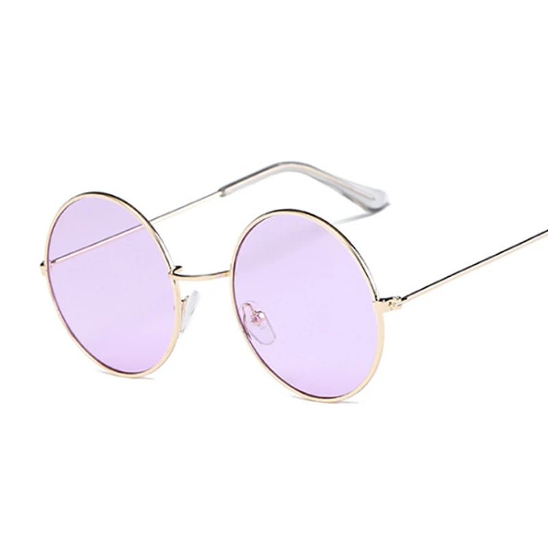 Cat Shop Boys - Purple Classic Round Sunglasses Woman Circle Oval Design Ladies Sunglasses Fashion Brand Alloy Ocean Mirror Oculos De Sol