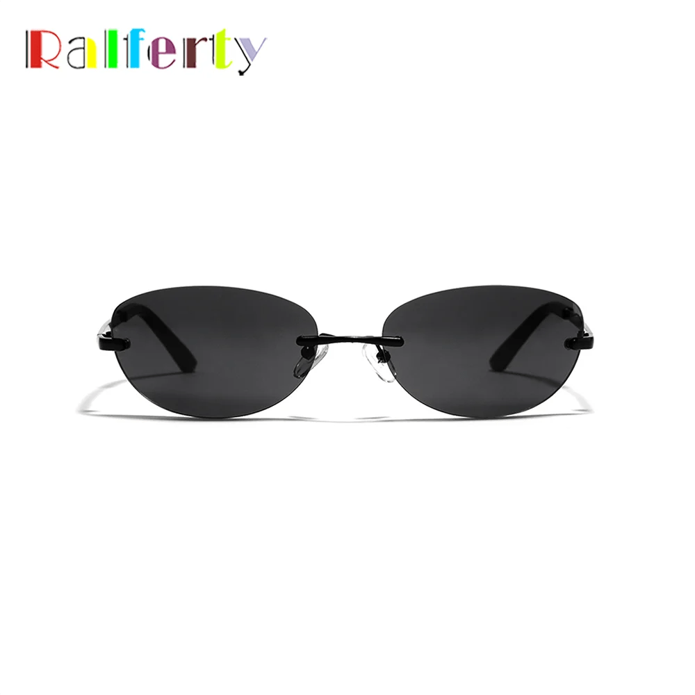 Cat Shop Boys - Ralferty Cool Rimless Cat Eye Sunglasses Women Men UV400 2024 Vintage Designer Steampunk Black Sun Glasses Male Retro Shades