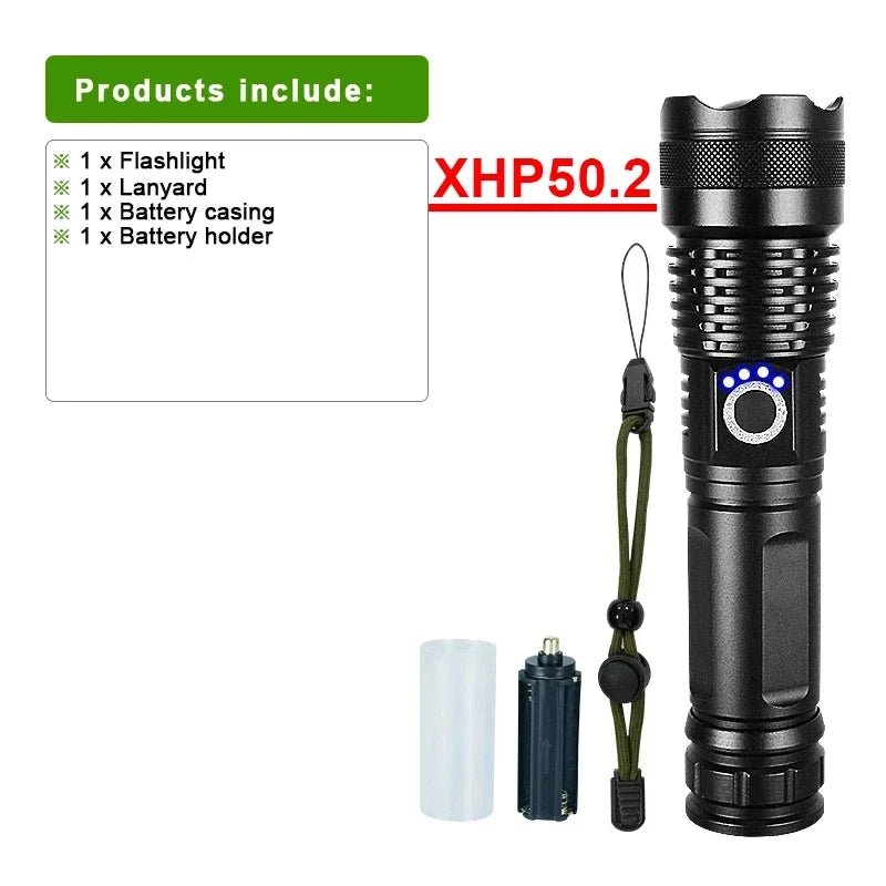 Cat Shop Boys - Rechargeable GT10 Flashlight Super Bright Portable Ultra Power Long Range Tactical Torch Lamp Outdoor Emergency Camping Lantern