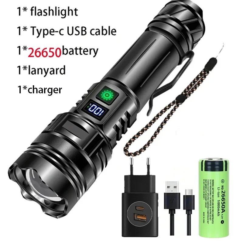 Cat Shop Boys - Rechargeable GT10 Flashlight Super Bright Portable Ultra Power Long Range Tactical Torch Lamp Outdoor Emergency Camping Lantern