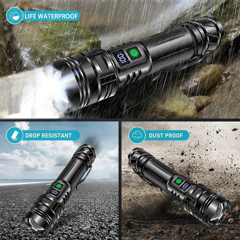 Cat Shop Boys - Rechargeable GT10 Flashlight Super Bright Portable Ultra Power Long Range Tactical Torch Lamp Outdoor Emergency Camping Lantern