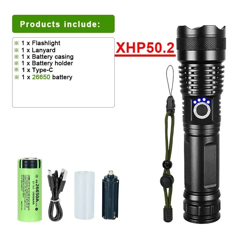 Cat Shop Boys - Rechargeable GT10 Flashlight Super Bright Portable Ultra Power Long Range Tactical Torch Lamp Outdoor Emergency Camping Lantern