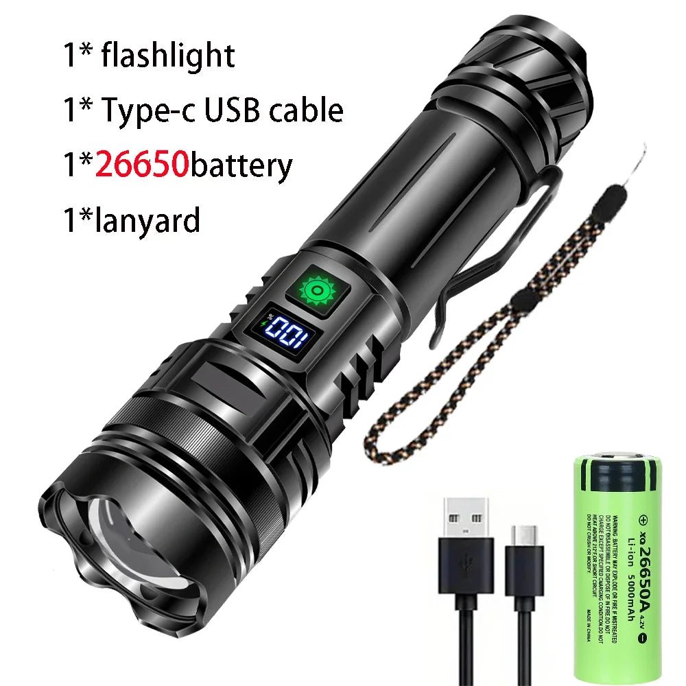 Cat Shop Boys - Rechargeable GT10 Flashlight Super Bright Portable Ultra Power Long Range Tactical Torch Lamp Outdoor Emergency Camping Lantern