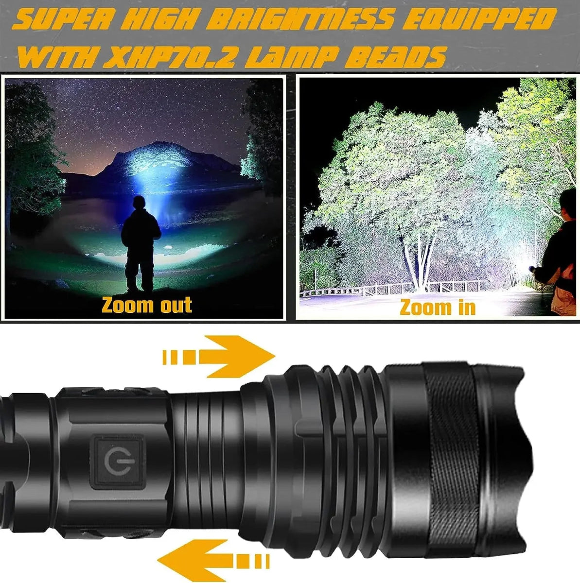 Cat Shop Boys - Rechargeable GT10 Flashlight Super Bright Portable Ultra Power Long Range Tactical Torch Lamp Outdoor Emergency Camping Lantern