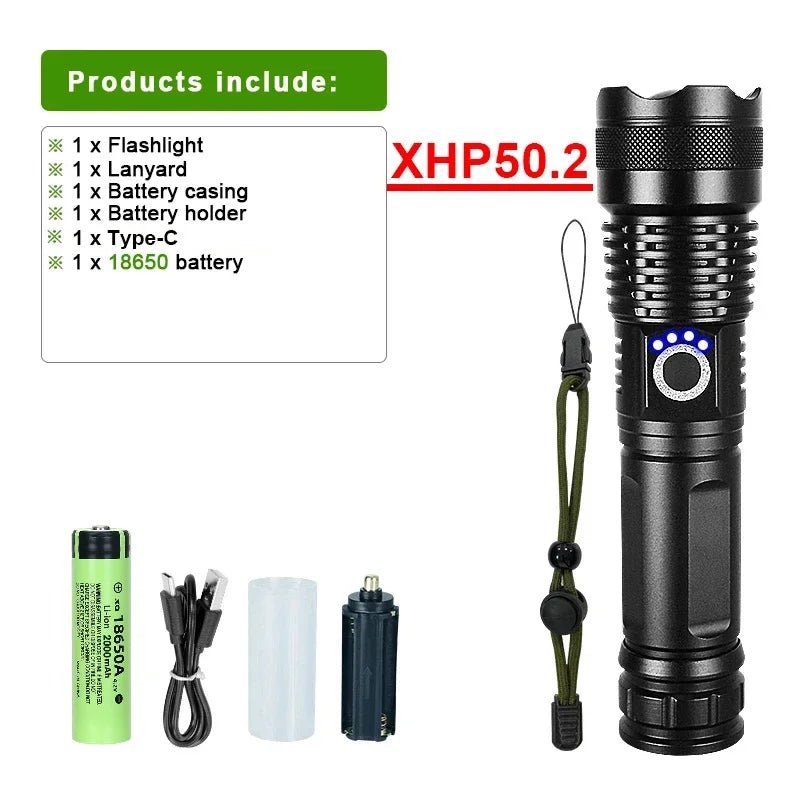 Cat Shop Boys - Rechargeable GT10 Flashlight Super Bright Portable Ultra Power Long Range Tactical Torch Lamp Outdoor Emergency Camping Lantern